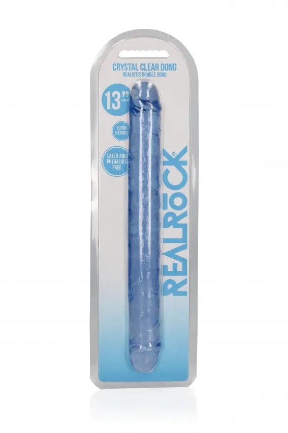 RealRock Crystal Clear 13 Double Dong Blue Shots Toys Dildos