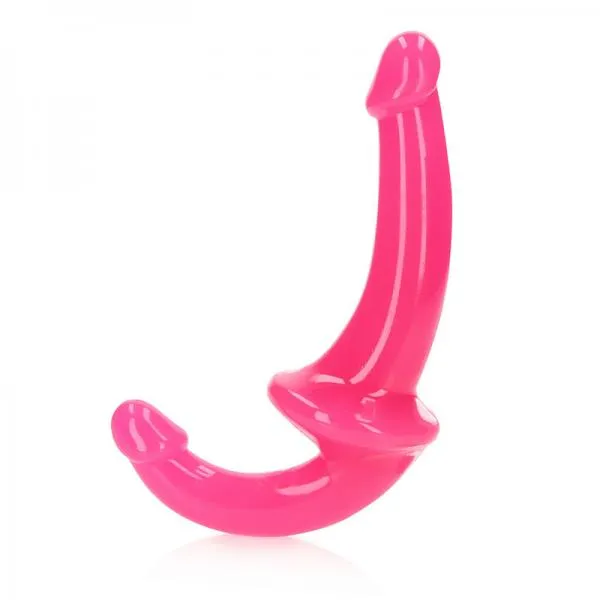 RealRock Shots Realrock 6 Strapless Strap On Glow In The Dark Neon Pink Dildos