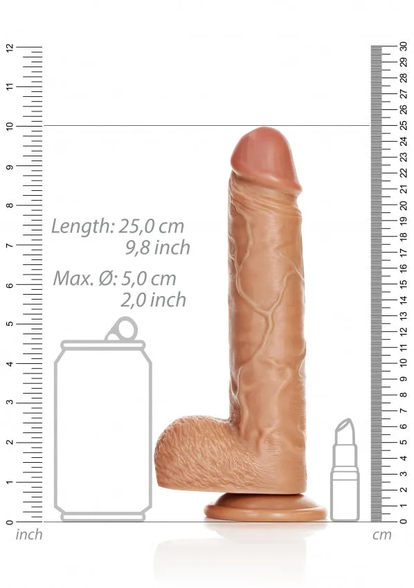 RealRock Straight Realistic Dildo with Balls and Suction Cup 9 Tan Shots Toys Female Sex Toys