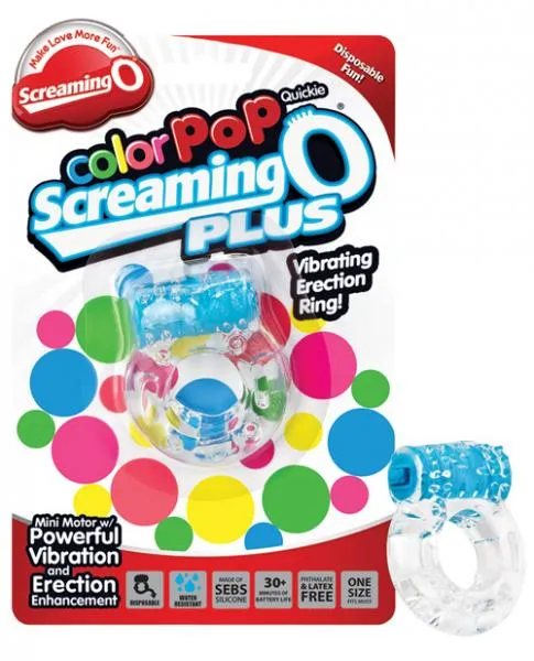 Screaming O Vibrators Color Pop Quickie Screaming O Plus Blue Ring