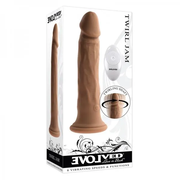 Seductucom Female Sex Toys Evolved Twirl Jam Rechargeable Remote Controlled Vibrating Twirling 9 In Silicone Dildo Dark