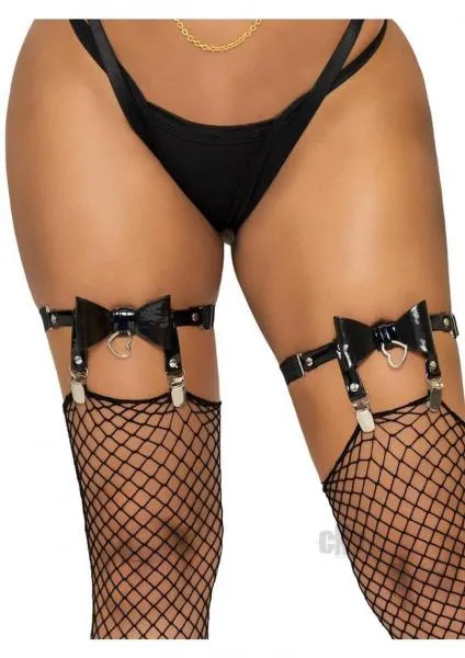 Seductucom Restraints Vegan Leather Thigh Garter Heart Os Blk