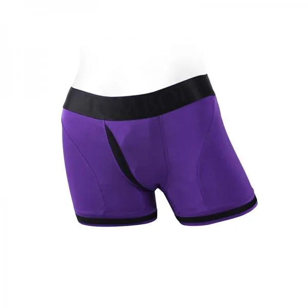 Seductucom Vibrators Spareparts Tomboii Nylon Boxer Briefs Harness PurpleBlack Size Xxs