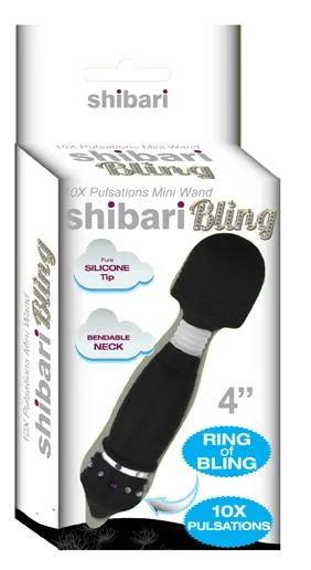 Shibari Vibrators Hello Sexy Bling Mini Wand Rechargeable 10x Black