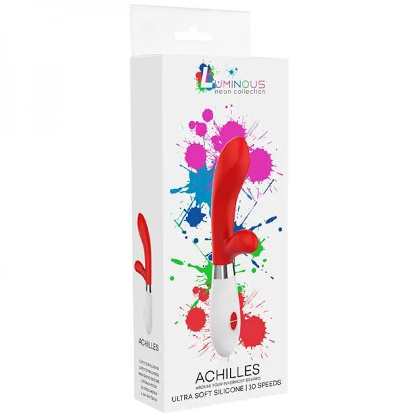 Shots Female Sex Toys Luna Neon Achilles Ultra Soft Silicone Dual Stimulator Red