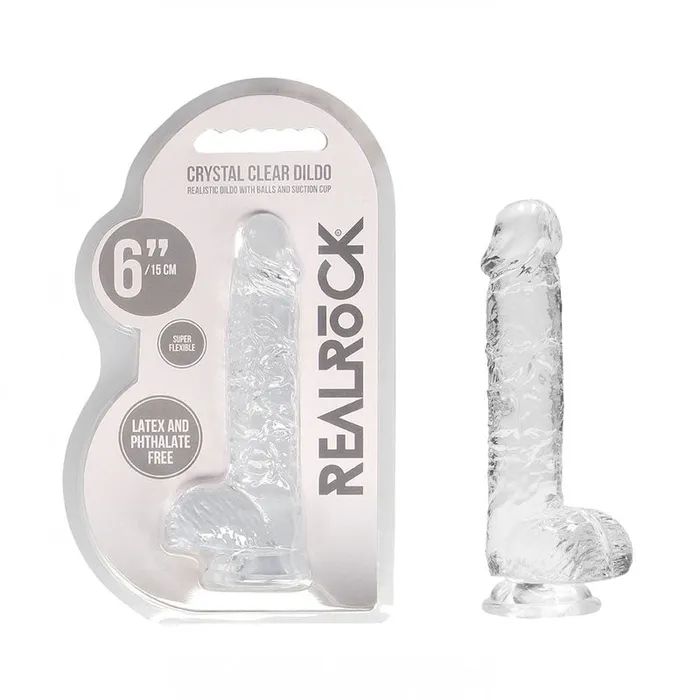 Shots Toys Female Sex Toys RealRock 6 Realistic Dildo With Balls Clear 152 cm Dong