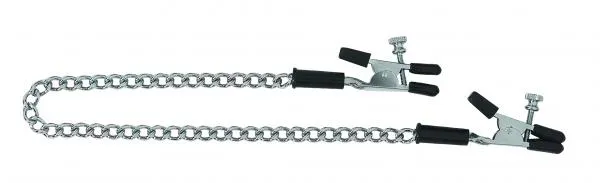 Spartacus Adjustable Alligator Nipple Clamps With Link Chain Silver Female Sex Toys