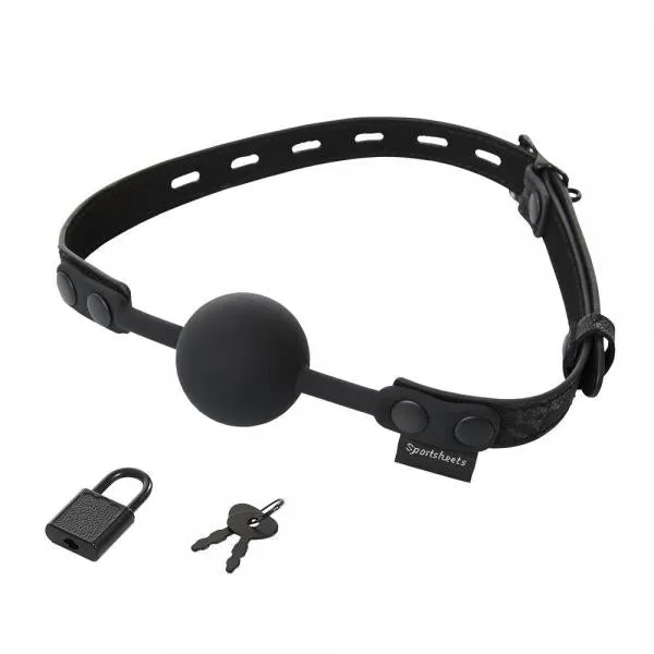 Sportsheets Anal Sincerely Locking Lace Ball Gag Black OS