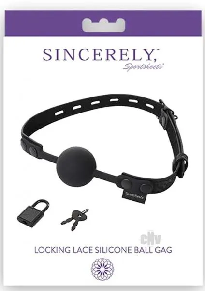 Sportsheets Anal Sincerely Locking Lace Ball Gag Black OS