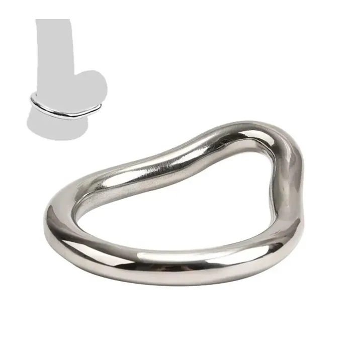 Stainless Cock Ring w Perinium Band 2 size options S G TLZ Male Sex Toys