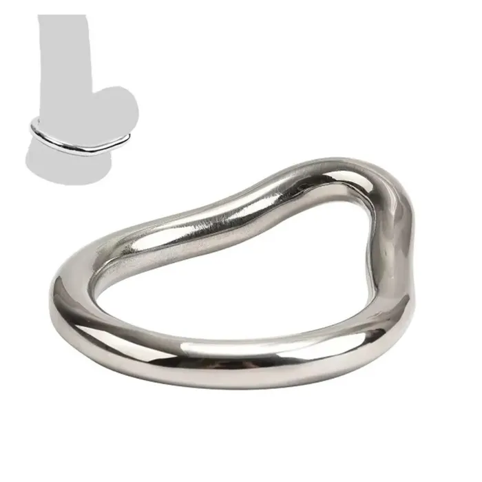 Stainless Cock Ring w Perinium Band 2 size options S G TLZ Male Sex Toys