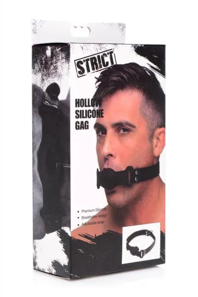 Strict Hollow Silicone Ball Gag OS Black STRICT Anal