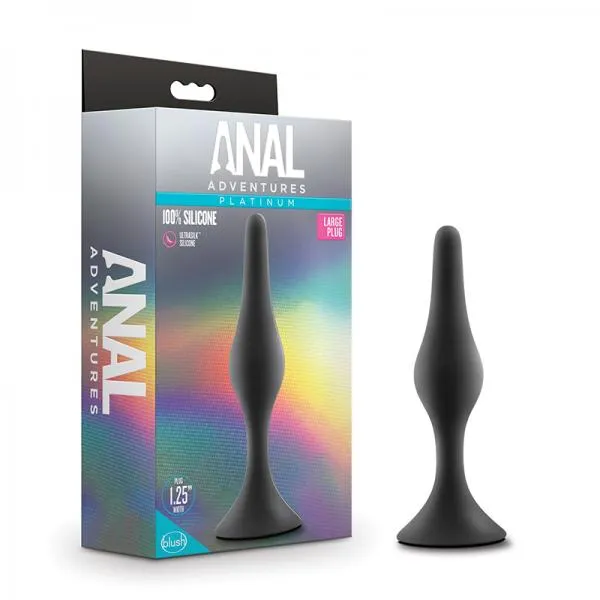 Vee International Inc Anal Adventures Platinum Silicone Beginner Plug Large Black Male Sex Toys