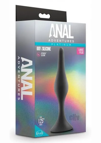 Vee International Inc Anal Adventures Platinum Silicone Beginner Plug Large Black Male Sex Toys