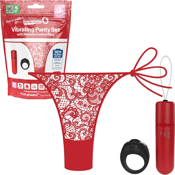 Vibrating Panty Set W Remote Ring 4T High Pitch Treble Red Screaming O Anal