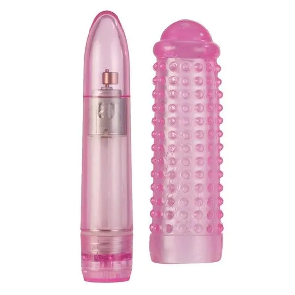 Vibrators Basic Essentials Softee Vibe With Removable Sleeve Pink