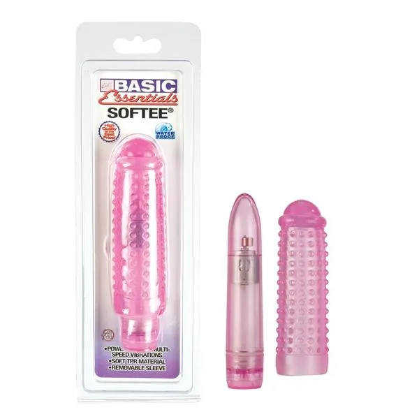 Vibrators Basic Essentials Softee Vibe With Removable Sleeve Pink