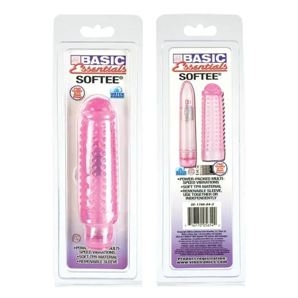 Vibrators Basic Essentials Softee Vibe With Removable Sleeve Pink