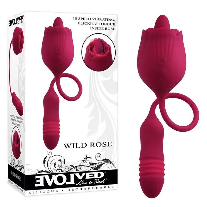 Vibrators Evolved Evolved WILD ROSE Red USB Rechargeable Flickering Stimulator