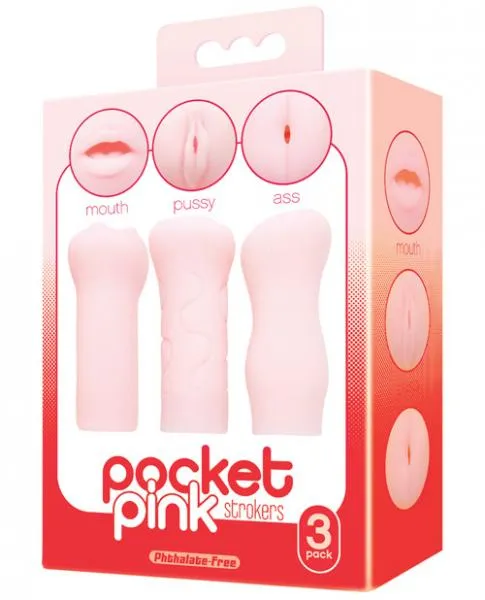 Vibrators Icon Brands Pocket Pink Strokers 3 Pack