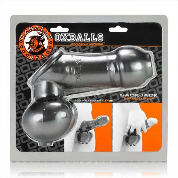 Vibrators Oxballs Sackjack Wearable Jackoff Sheath Steel Silver