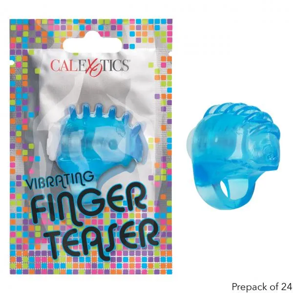 Vibrators Seductucom Foil Pack Vibrating Finger Teaser Blue 24pk