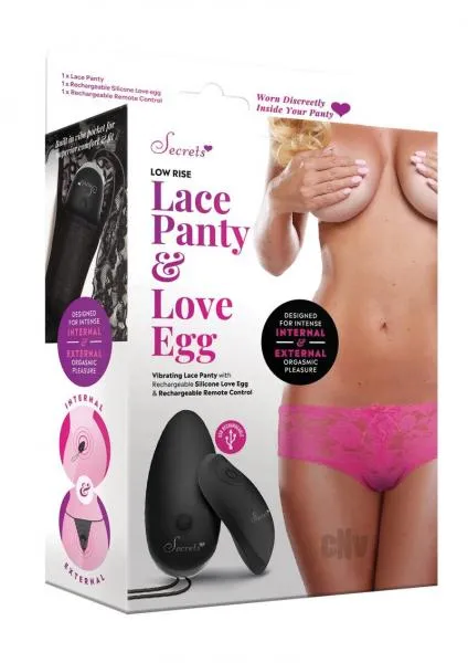 Vibrators Seductucom Secret Low Rise Lace Panty Egg Pink