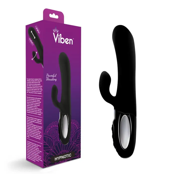 Vibrators Viben Viben Hypnotic Thrusting Rabbit Vibe w Swinging Clit Stim Black