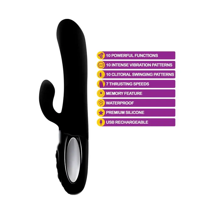 Vibrators Viben Viben Hypnotic Thrusting Rabbit Vibe w Swinging Clit Stim Black