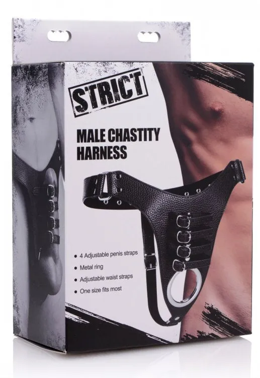 XR Brands Strict Male Chastity Harness Black Anal