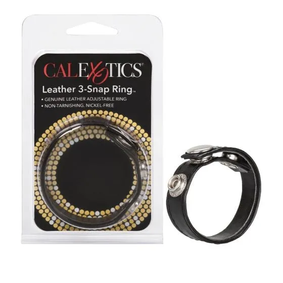 CalExotics Male Sex Toys Leather 3Snap Ring