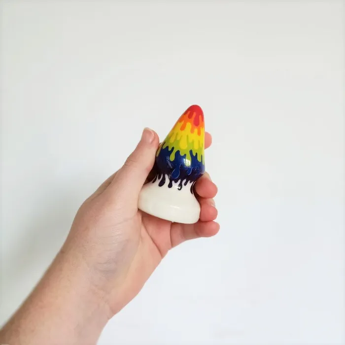 Clean Satisfaction Anal Medium Cone Butt Plug Jordan Rainbow Drip Pattern