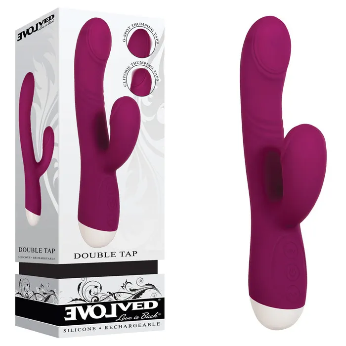 Evolved Evolved Double Tap Burgundy Red 222 cm USB Rechargeable Rabbit Vibrator Vibrators