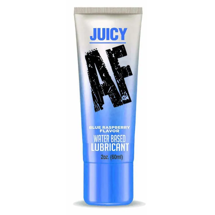 Juicy AF Blue Raspberry Blue Raspberry Flavoured Water Based Lubricant 60 ml Tube Little Genie Vibrators