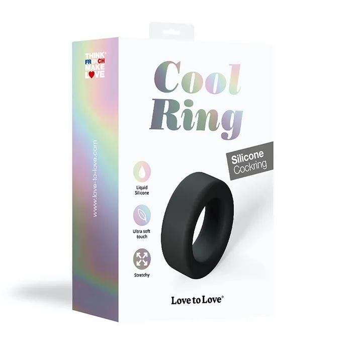 Male Sex Toys Lovely Planet Love to Love Cool Ring Silicone Cockring Noir