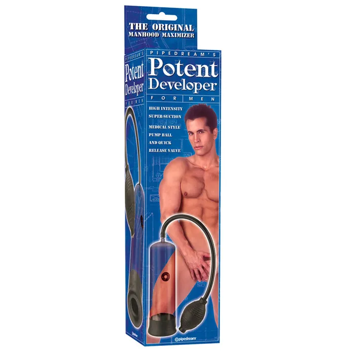 Male Sex Toys Pipedream Products Pipedream Potent Developer Penis Pump ClearBlack