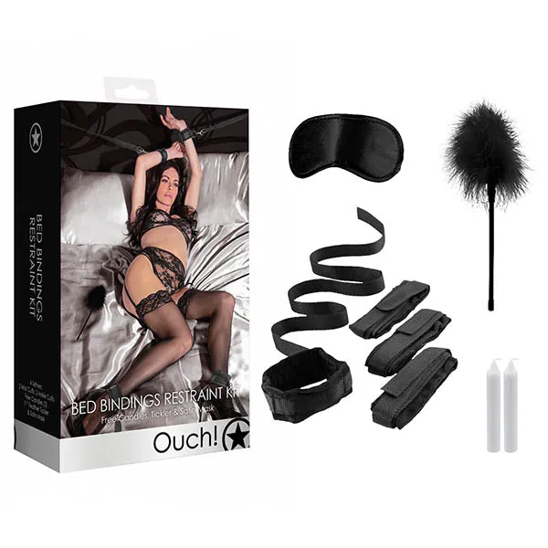 Ouch Bed Bindings Restraint Kit Black 8 Piece Set Shots Toys Anal