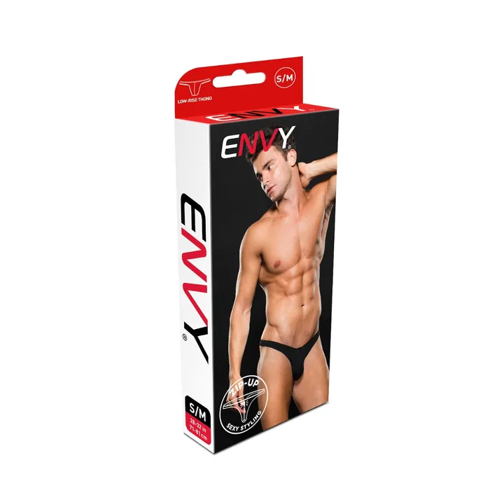 Anal Envy Envy Microfiber Low Rise Zip Thong Black SM