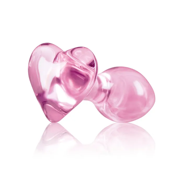 Anal Glass Butt Plug Crystal Heart Pink NS Novelties