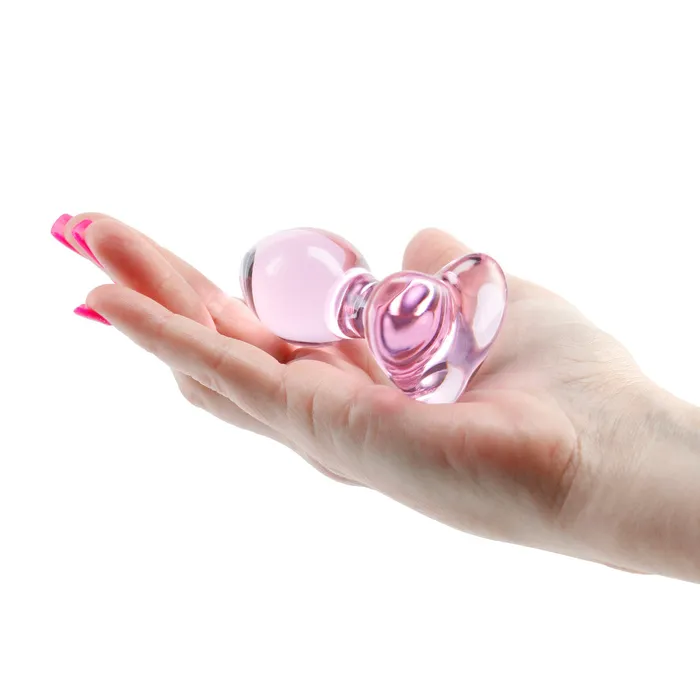 Anal Glass Butt Plug Crystal Heart Pink NS Novelties