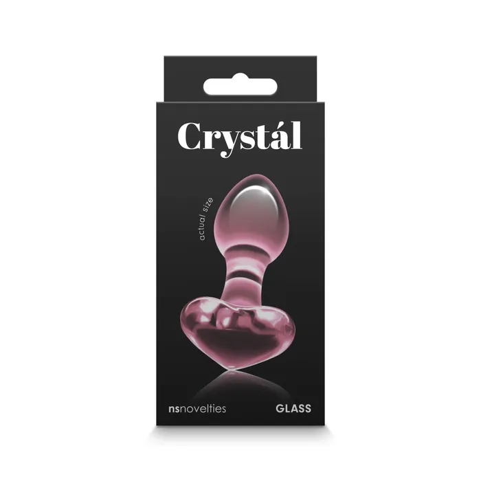 Anal Glass Butt Plug Crystal Heart Pink NS Novelties