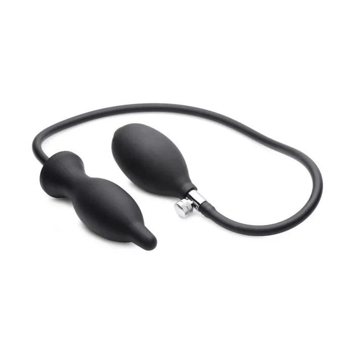 Anal XR Brands Dark Inflator Silicone Inflatable Butt Plug Black