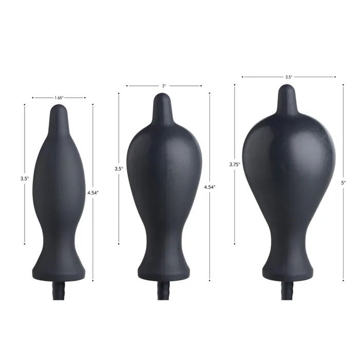 Anal XR Brands Dark Inflator Silicone Inflatable Butt Plug Black