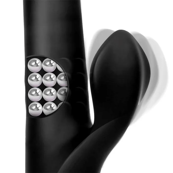 Black White Female Sex Toys Squidy Thrusting Beaded Rabbit Vibrator