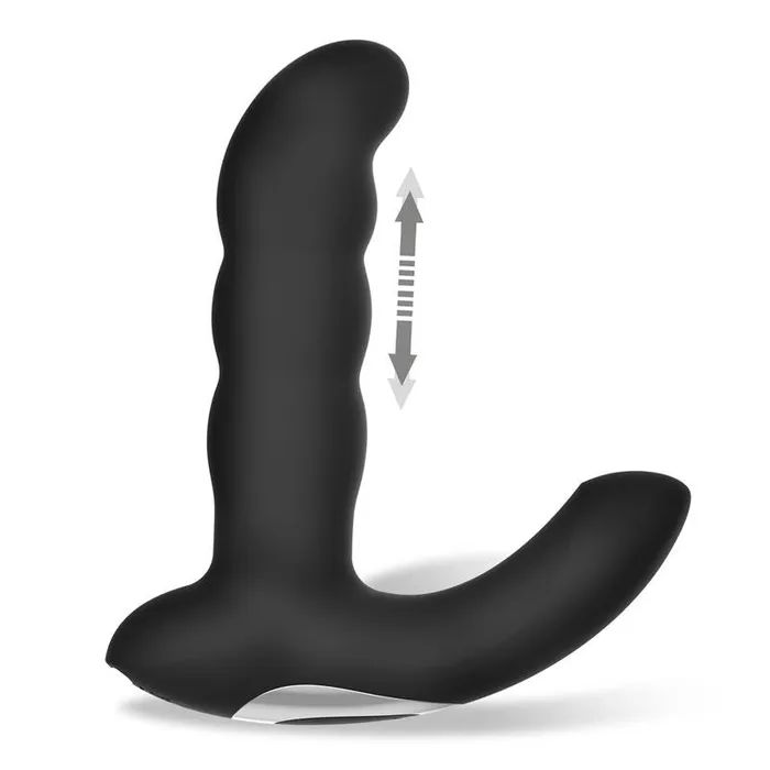 Black White Remote Control Rechargeable Prostate Stimulator with Thrusts Male Sex Toys