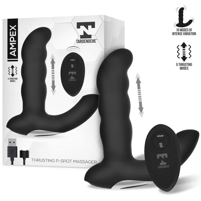 Black White Remote Control Rechargeable Prostate Stimulator with Thrusts Male Sex Toys