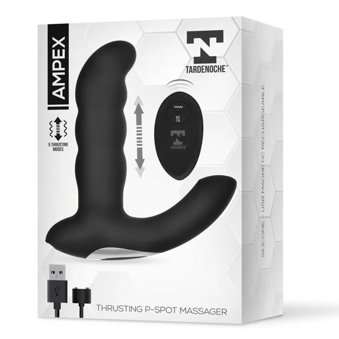 Black White Remote Control Rechargeable Prostate Stimulator with Thrusts Male Sex Toys