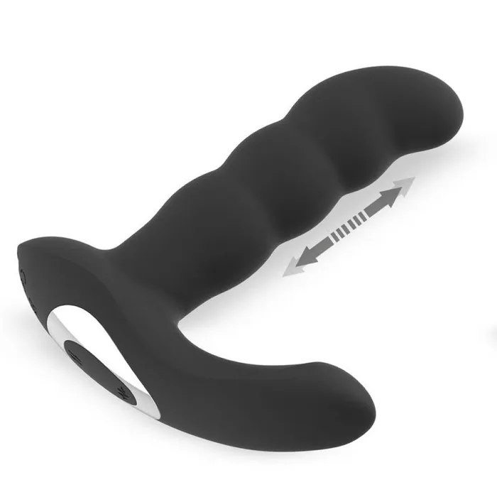 Black White Remote Control Rechargeable Prostate Stimulator with Thrusts Male Sex Toys