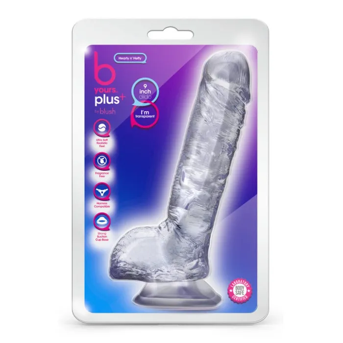 Blush Novelties Dildos B Yours Plus Hearty n Hefty 9 Clear Dildo