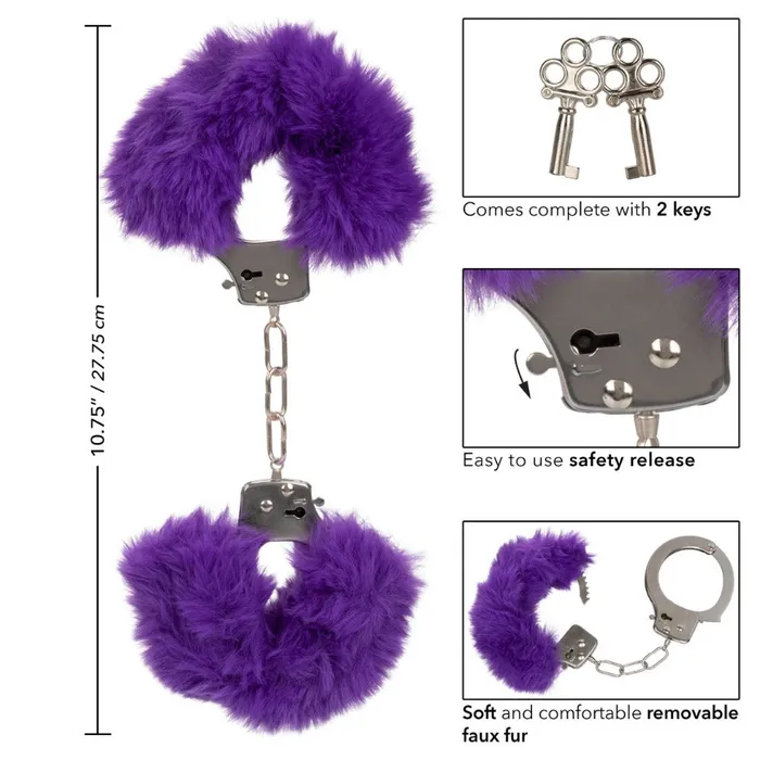 California Exotic Vibrators Ultra Fluffy Furry Cuffs Purple